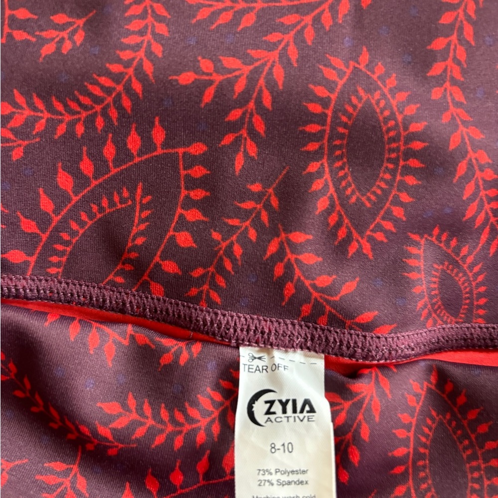 ZYIA Red and Purple Patterned Leggings - Picture 2 of 3